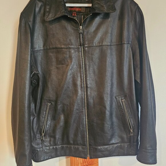 Daniel Black Leather Coat Mens XL - Picture 1 of 10